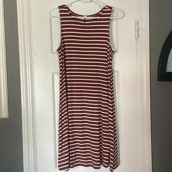 Old Navy | Dresses | Old Navy Womens Brown And White Striped Dress |  Poshmark